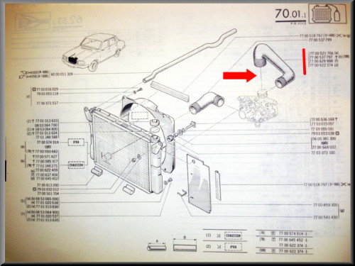 Upper radiator hose (large radiator) (hose: 30 cm).