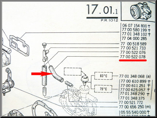 Cooling Hose – Renault 12 – OEM 7700522078