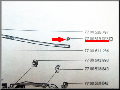 Agrafe moulure capot – Renault 12 – OEM 7700519003