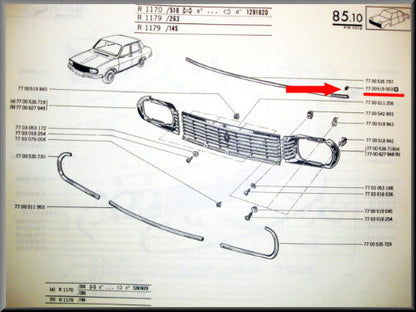 Agrafe moulure capot – Renault 12 – OEM 7700519003