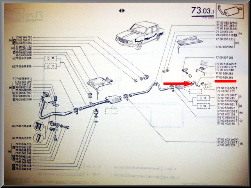 Veer achterdemper – Renault 12 – OEM 7700529261