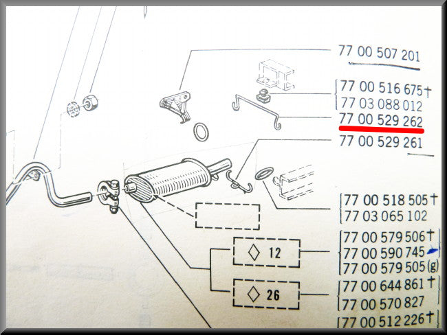 Veer achterdemper – Renault 12 – OEM 7700529262