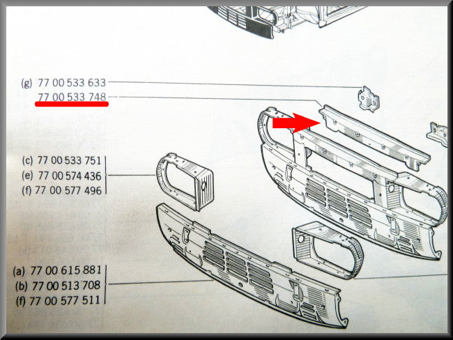 Front upper beam – Renault 12 – OEM 7700533748