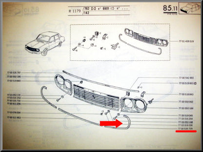 Chroomrand grill links – Renault 12 – OEM 7700535729