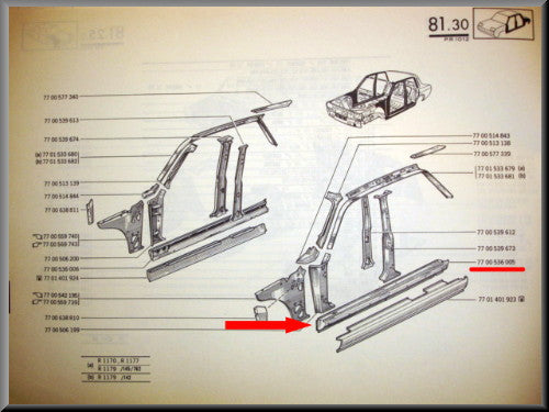 Sill panel left – Renault 12 – OEM 7700536005