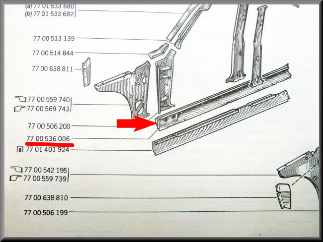 Sill panel right – Renault 12 – OEM 7700536006