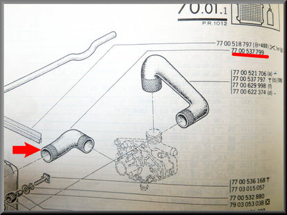 Onderste radiateur slang – Renault 12 – Renault 15 - OEM 7700537799