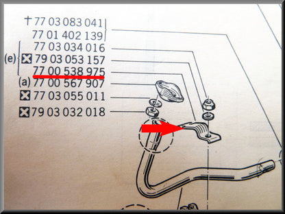 Bovenste uitlaat beugel voorzijde – Renault 12 – OEM 7700538975