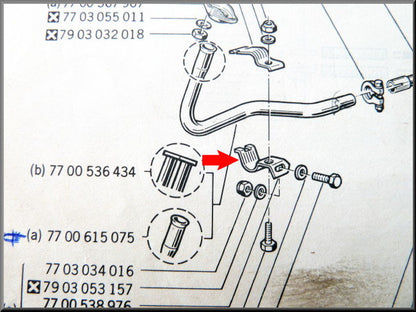 Support avant de pot d'échappement inférieur – Renault 12 – OEM 7700538976