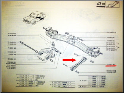 Rear trailing arm – Renault 12 – Renault 15 - Renault 17 - OEM 7700543148
