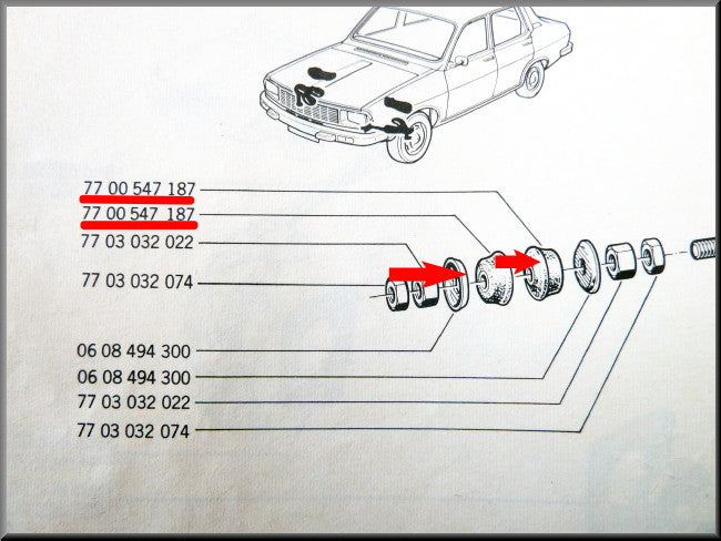 Tirant de réaction en caoutchouc – Renault 12 – Renault 15 – Renault 17 - OEM 7700547187