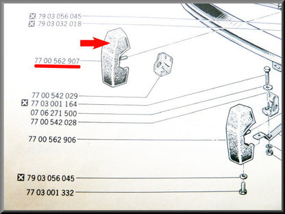 Rubber blok bumper voorzijde rechts – Renault 12 – OEM 7700562907