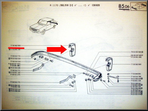 Butoir en caoutchouc de pare-chocs arrière droit – Renault 12 – OEM 7700562908