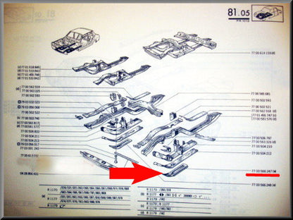 Chassis plate left – Renault 12 Gordini – OEM 7700566247