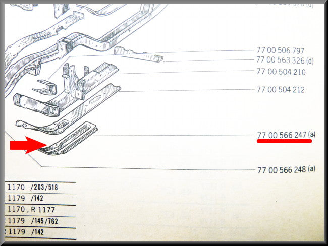 Tôle de châssis gauche et droite – gauche droite – Renault 12 Gordini – Renault 17 rally - OEM 7700566248