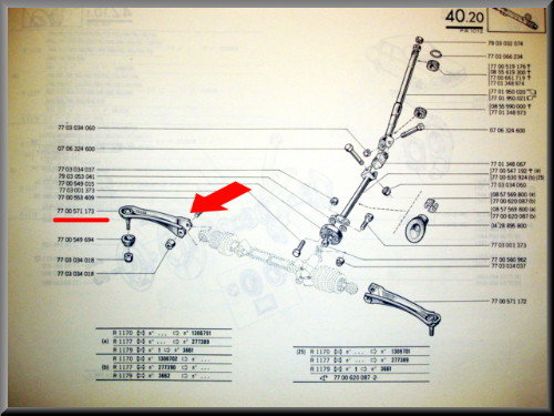 Biellette de direction droite – Renault 12 – Renault 15 - Renault 17 - OEM 7700571173