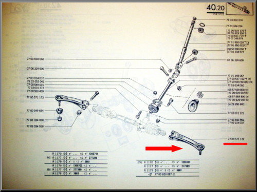 Biellette de direction gauche – Renault 12 – Renault 15 – Renault 17 - OEM 7700571172