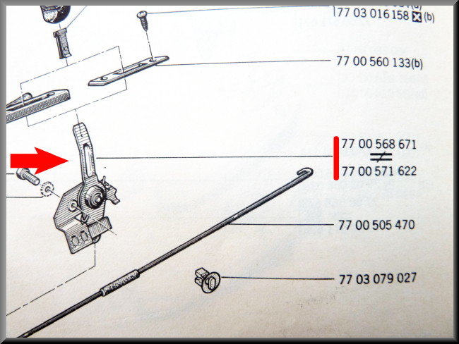 Ouvre-serrure de porte arrière gauche – Renault 12 – OEM 7700571622
