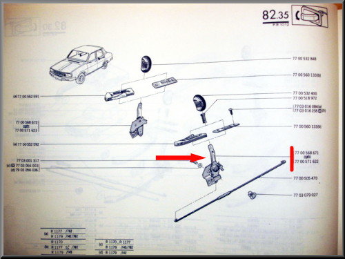 Ouvre-serrure de porte arrière gauche – Renault 12 – OEM 7700571622
