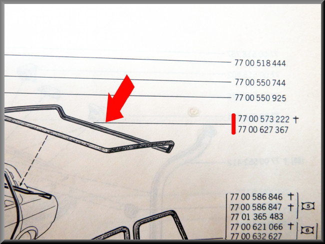 Joint de coffre (360 cm) – Renault 12 <!--fr-->OEM 7700573222 / 7702246689