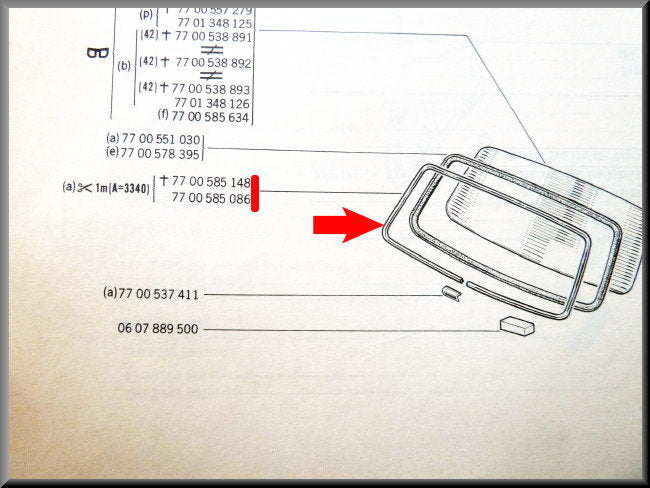 Joint de pare-brise ou de lunette arrière – Renault 12 – OEM 7700585086