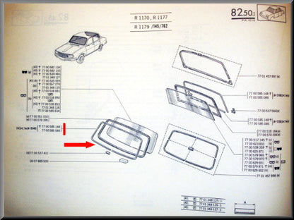 Joint de pare-brise ou de lunette arrière – Renault 12 – OEM 7700585086