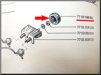 Bouton de réglage phare – Renault 12 – Renault 16 – Renault 15 – OEM 7700588891 – Utilisé