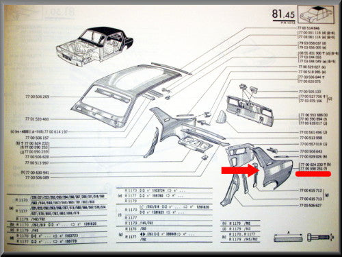 Achterscherm links – Renault 12 (nieuwe type) – OEM 7700590251