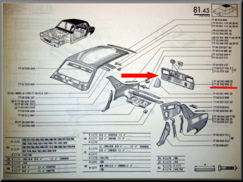 Panneau arrière – Renault 12 – OEM 7700590894