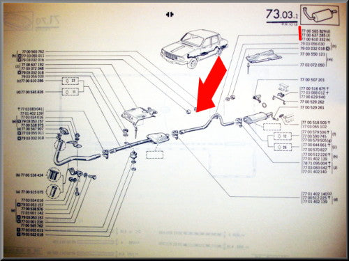 Rear pipe – Renault 12 new type – OEM 7700610332
