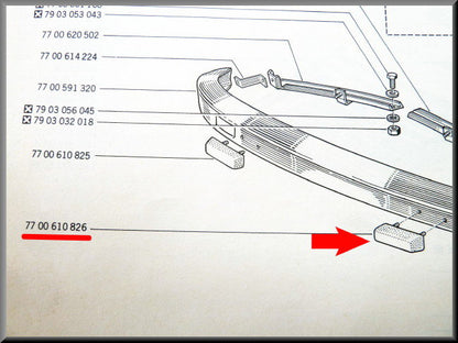 Bute de pare-chocs avant gauche – Renault 12 – OEM 7700610826