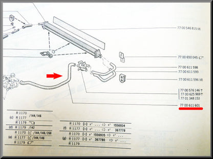 Kachelslang links – Renault 12 (nieuwe type) – OEM 7700611601