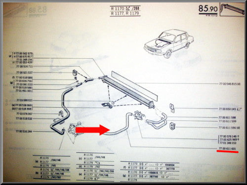 Kachelslang links – Renault 12 (nieuwe type) – OEM 7700611601