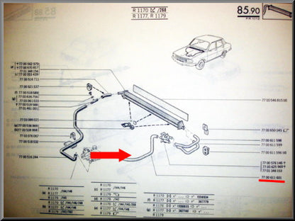 Kachelslang links – Renault 12 (nieuwe type) – OEM 7700611601