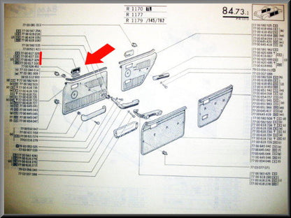 Plaque arrière de poignée de porte noire – Renault 12 – OEM 7700617328 – Occasion