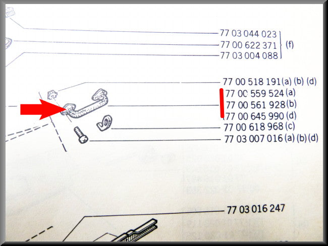 Handgreep wit – Renault 12 –  Renault 15 -  Renault 16 - OEM 7700645990