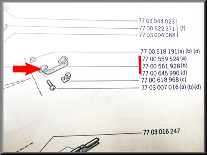 Handgreep wit – Renault 12 –  Renault 15 -  Renault 16 - OEM 7700645990