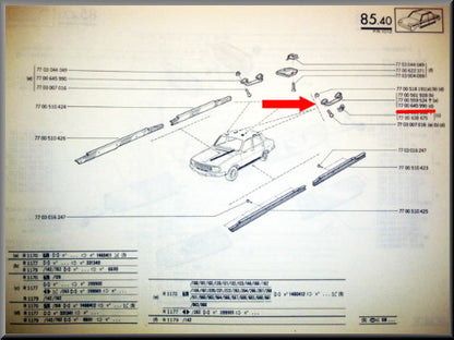 Handgreep wit – Renault 12 –  Renault 15 -  Renault 16 - OEM 7700645990