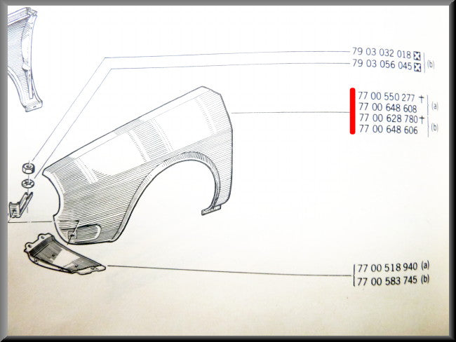 Front wing left – Renault 12 – OEM 7700648608