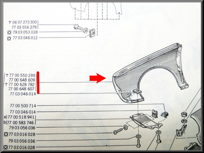 Front wing right – Renault 12 – OEM 7700648609