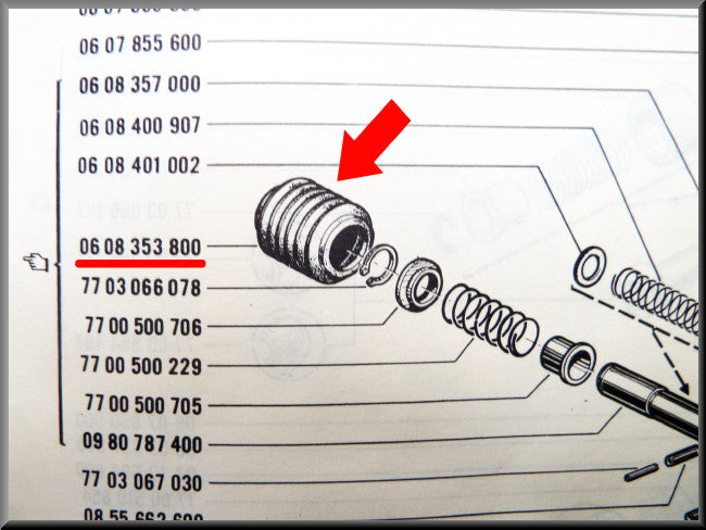 Caoutchouc de tringlerie de boîte de vitesses droite – Renault 16 – Renault 20 – Renault Fuego – Alpine – OEM 0608353800