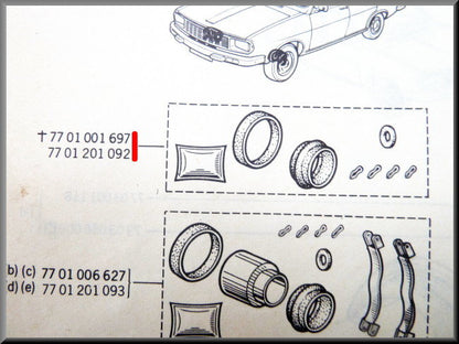 Kit de réfection d'étrier de frein 48 mm – Renault 12 – Renault 16 – Renault 18 – OEM 7701001697