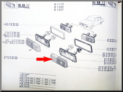 + Réflecteur de feu de position gauche jaune/blanc CIBIE – Renault 12 – OEM 7701005354