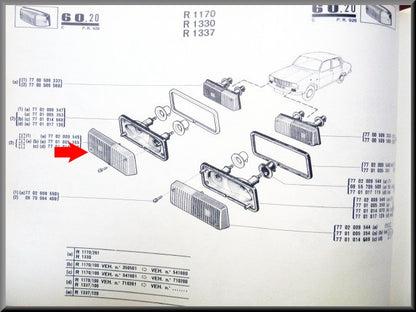 + Stadslicht reflector rechts geel/ wit CIBIE – Renault 12 – OEM 7701005355