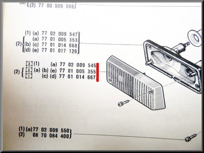 + Stadslicht reflector rechts geel/ wit CIBIE – Renault 12 – OEM 7701005355