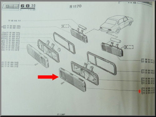 Achterlicht reflector rechts – Renault 12 – OEM 7701005448 / 7701013048