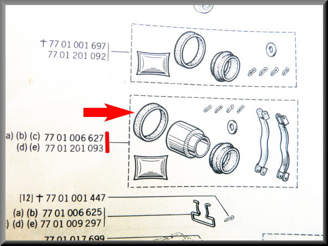 Kit de réparation étrier de frein avant 48 mm – Renault 12 – Renault 16 - Renault 15 - OEM 7701006627 / 7701001969