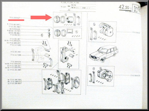 Kit de réparation étrier de frein avant 48 mm – Renault 12 – Renault 16 - Renault 15 - OEM 7701006627 / 7701001969