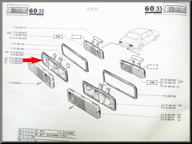 Achterlicht unit links – Renault 12 – OEM 7701009021