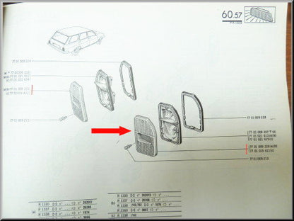 Rear light reflector right break – Renault 12 – OEM 7701009226
